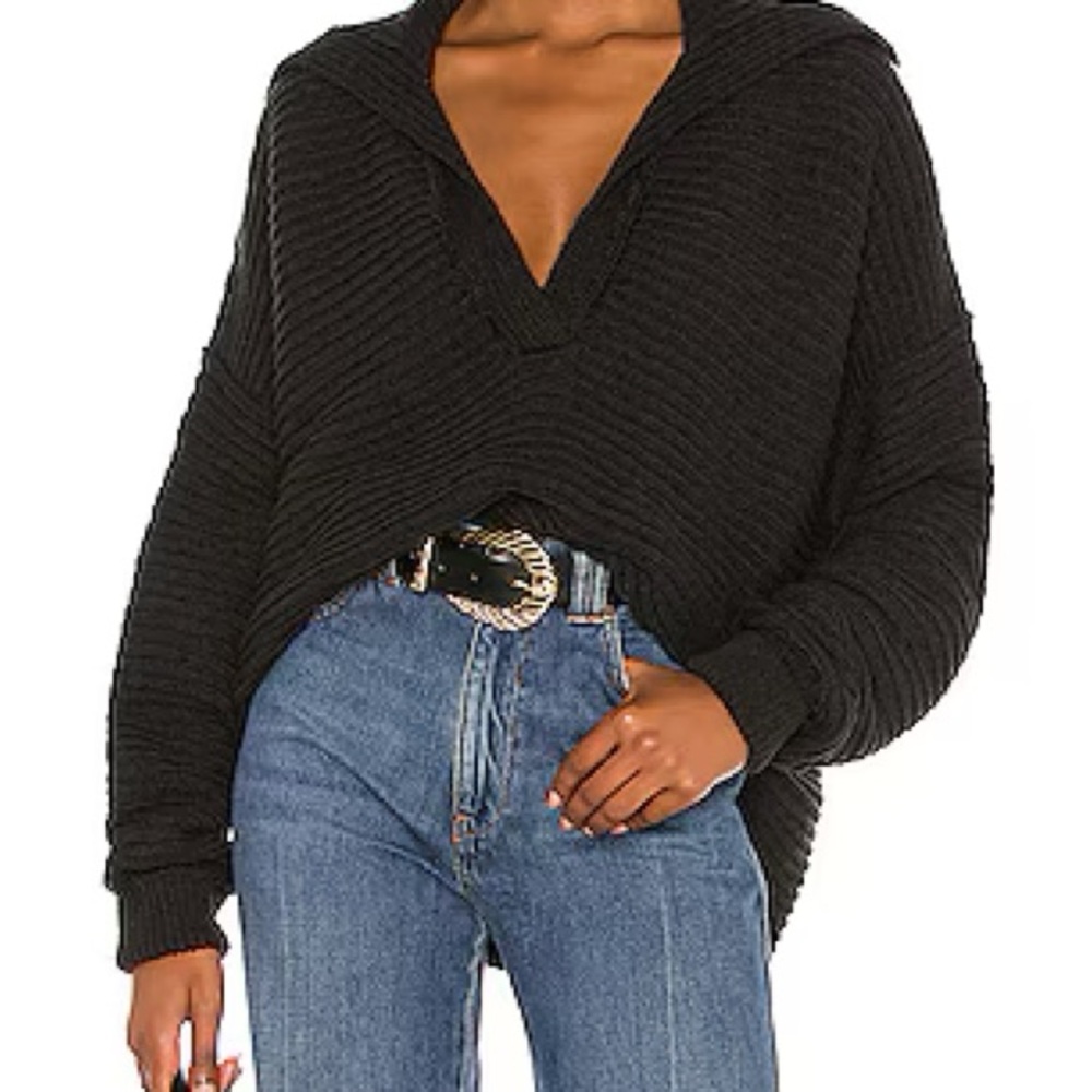 FREE PEOPLE | MARLIE PULLOVER KNIT SWEATER | BLACK | SIZE SMALL